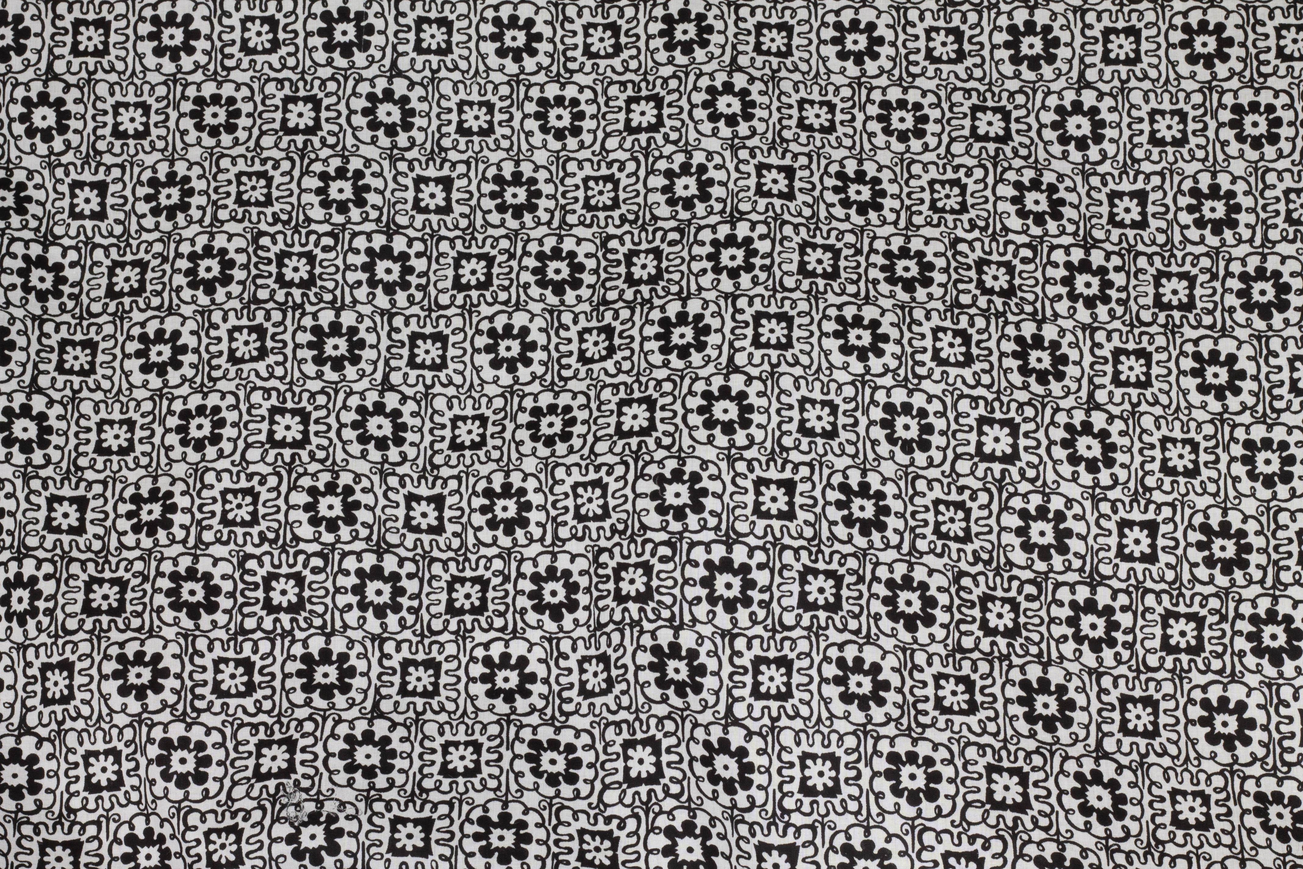 Black and White Floral Cotton Voile - Prime Fabrics