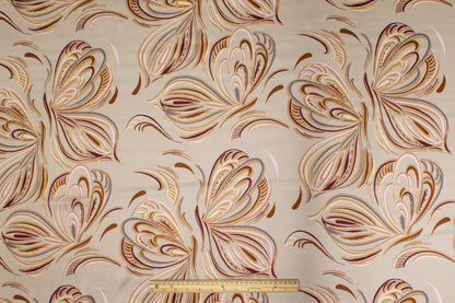 Abstract Floral Italian Silk Charmeuse - Taupe - Prime Fabrics