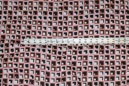 Geometric Italian Cotton Voile - Pink, Black, Brown, White - Prime Fabrics