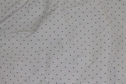 Black and White Striped and Embroidered Cotton - Prime Fabrics