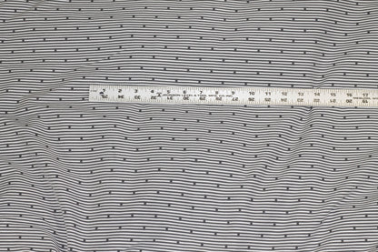 Black and White Striped and Embroidered Cotton - Prime Fabrics