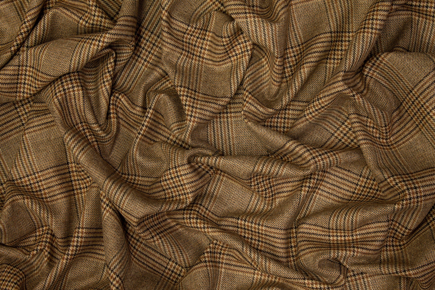 Glen Check Wool Suiting - Brown - Prime Fabrics