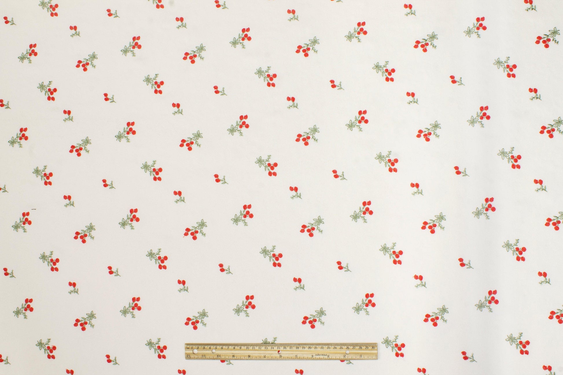 Embroidered Italian Crepe - Ivory, Red, Green - Prime Fabrics