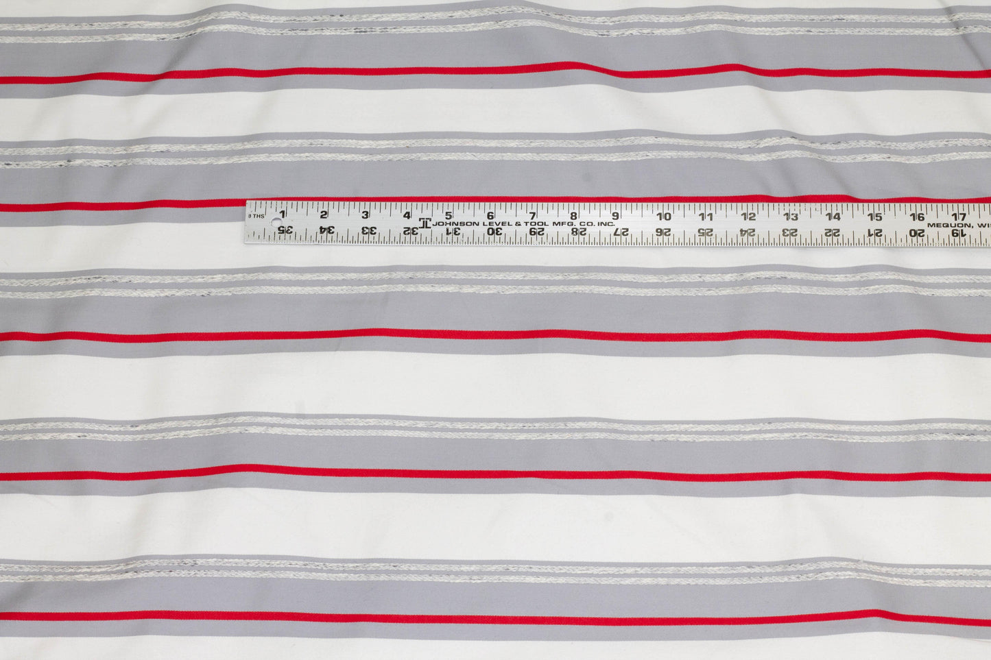 Red, White and Gray Striped Italian Cotton - Prime Fabrics