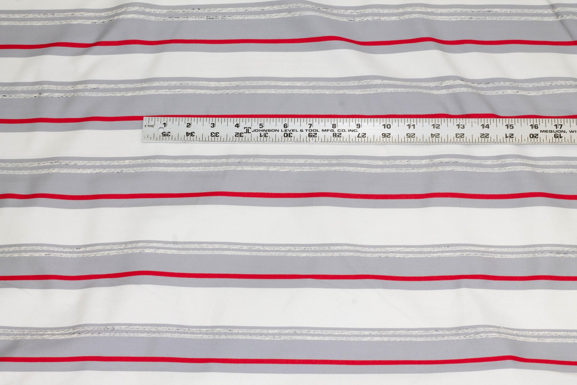 Red, White and Gray Striped Italian Cotton - Prime Fabrics