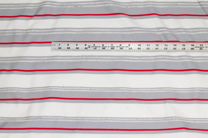 Red, White and Gray Striped Italian Cotton - Prime Fabrics