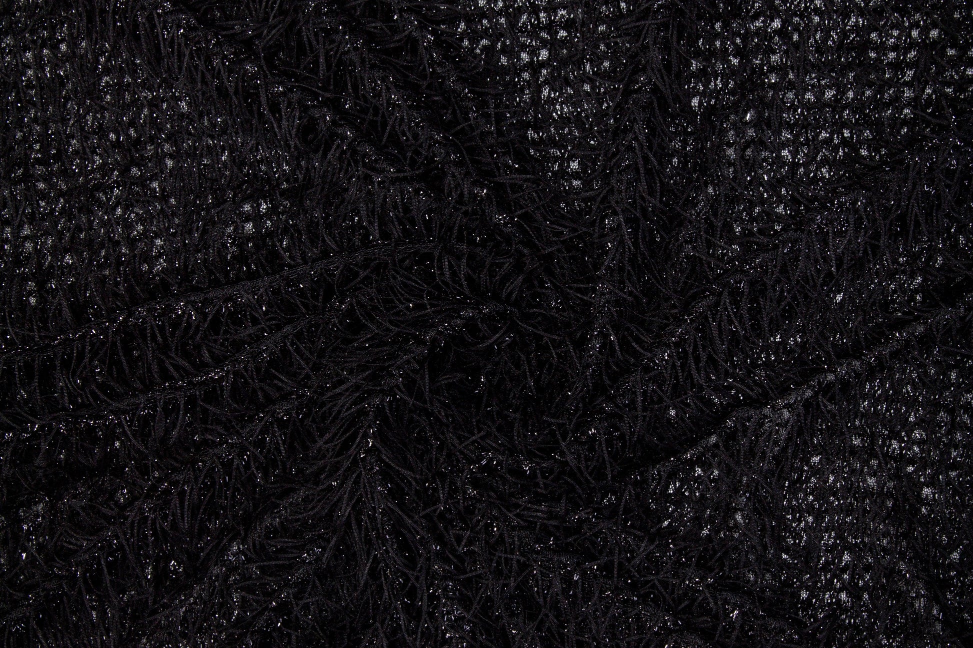 Eyelash Fringe Metallic Mesh - Black - Prime Fabrics