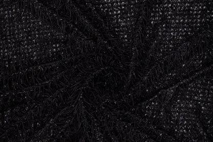 Eyelash Fringe Metallic Mesh - Black - Prime Fabrics