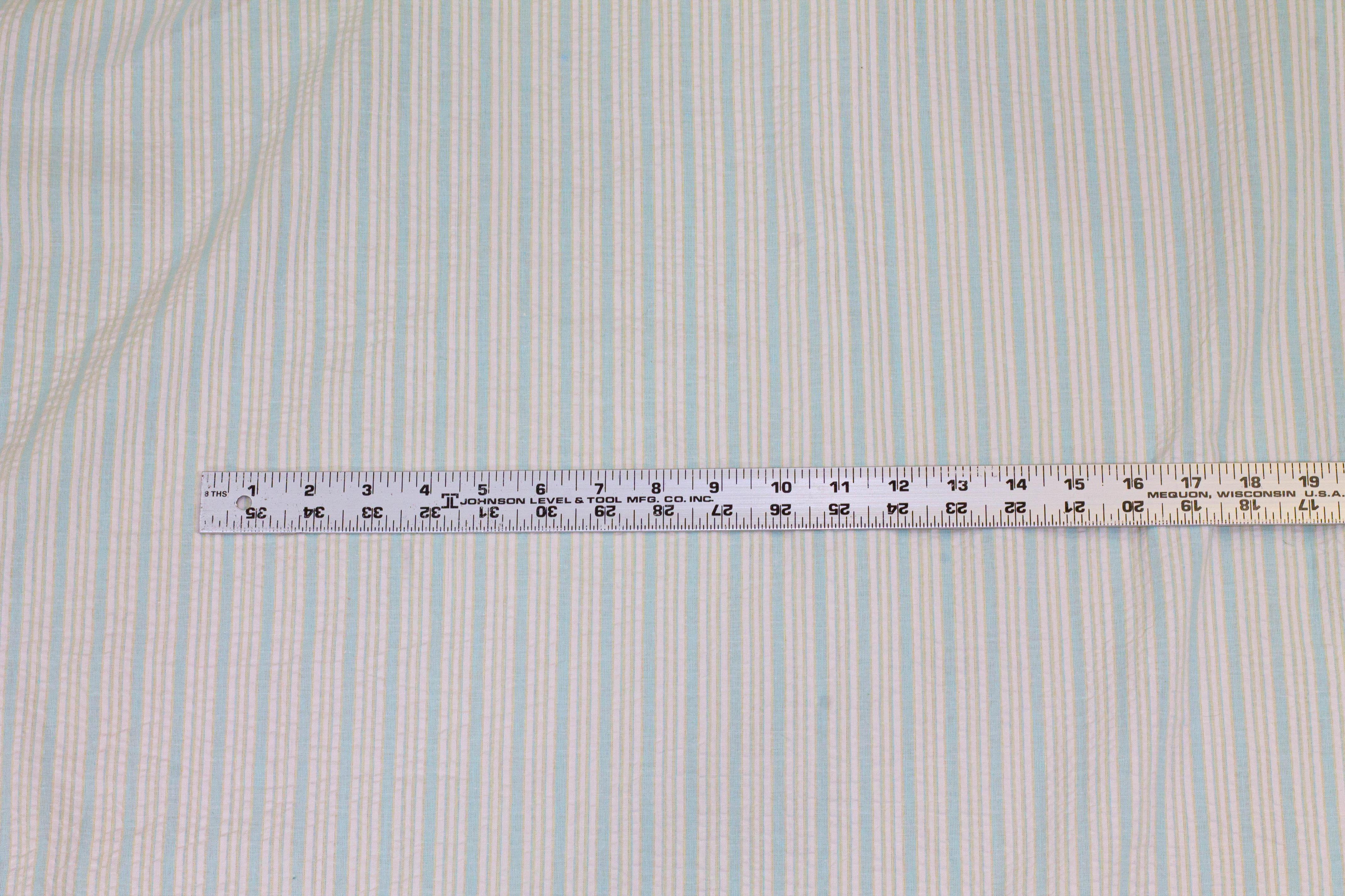 Light Blue and White Seersucker Cotton - Prime Fabrics