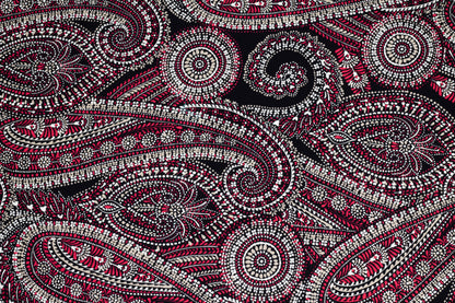Red and Black Paisley Stretch Cotton - Prime Fabrics