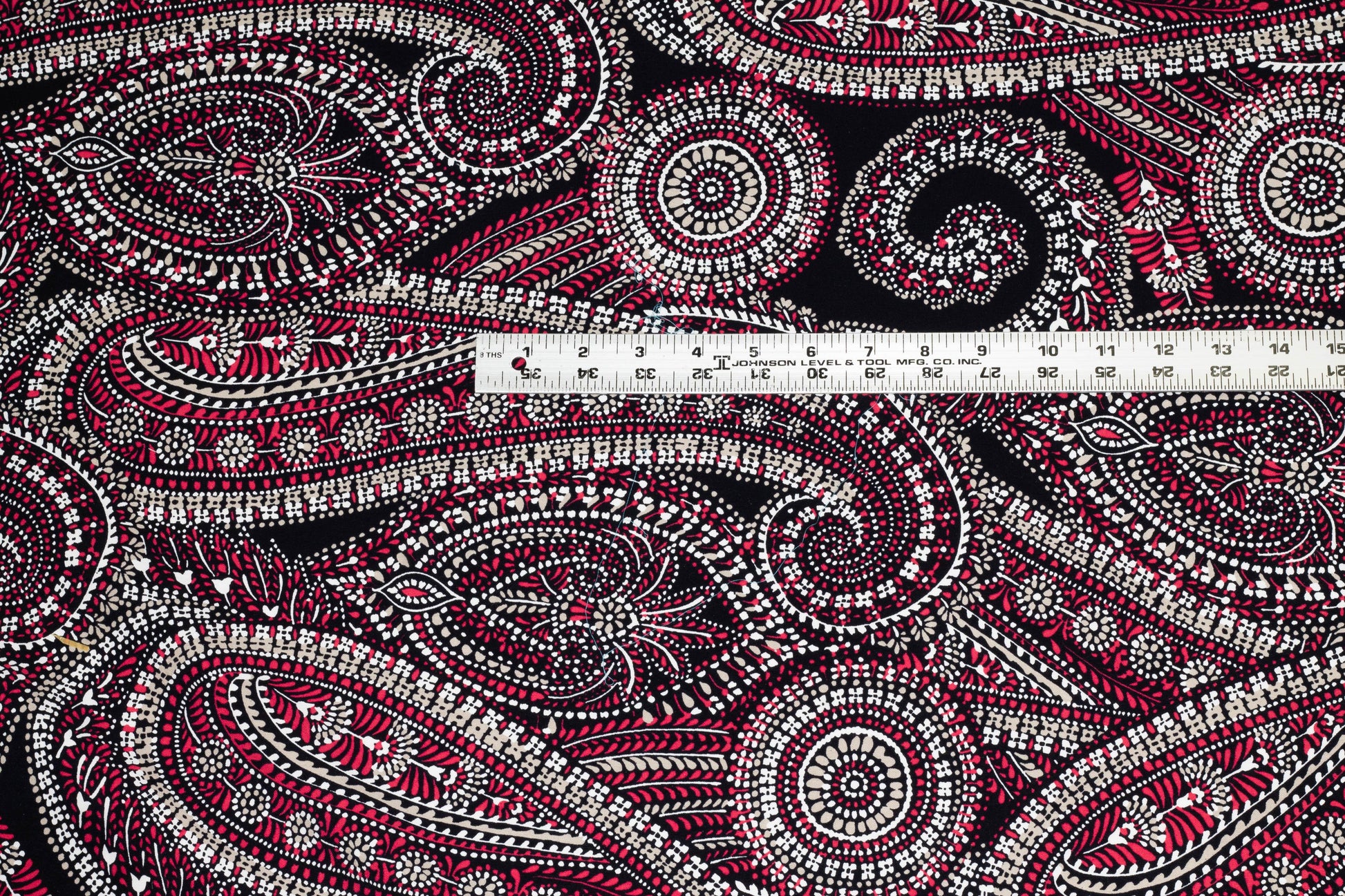 Red and Black Paisley Stretch Cotton - Prime Fabrics