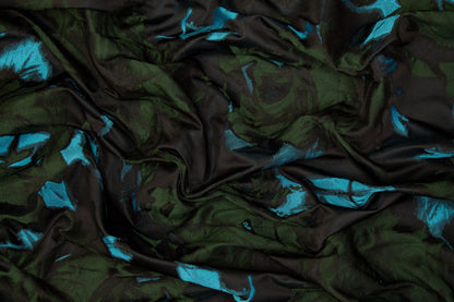 Abstract Brocade - Turquoise Blue and Green - Prime Fabrics