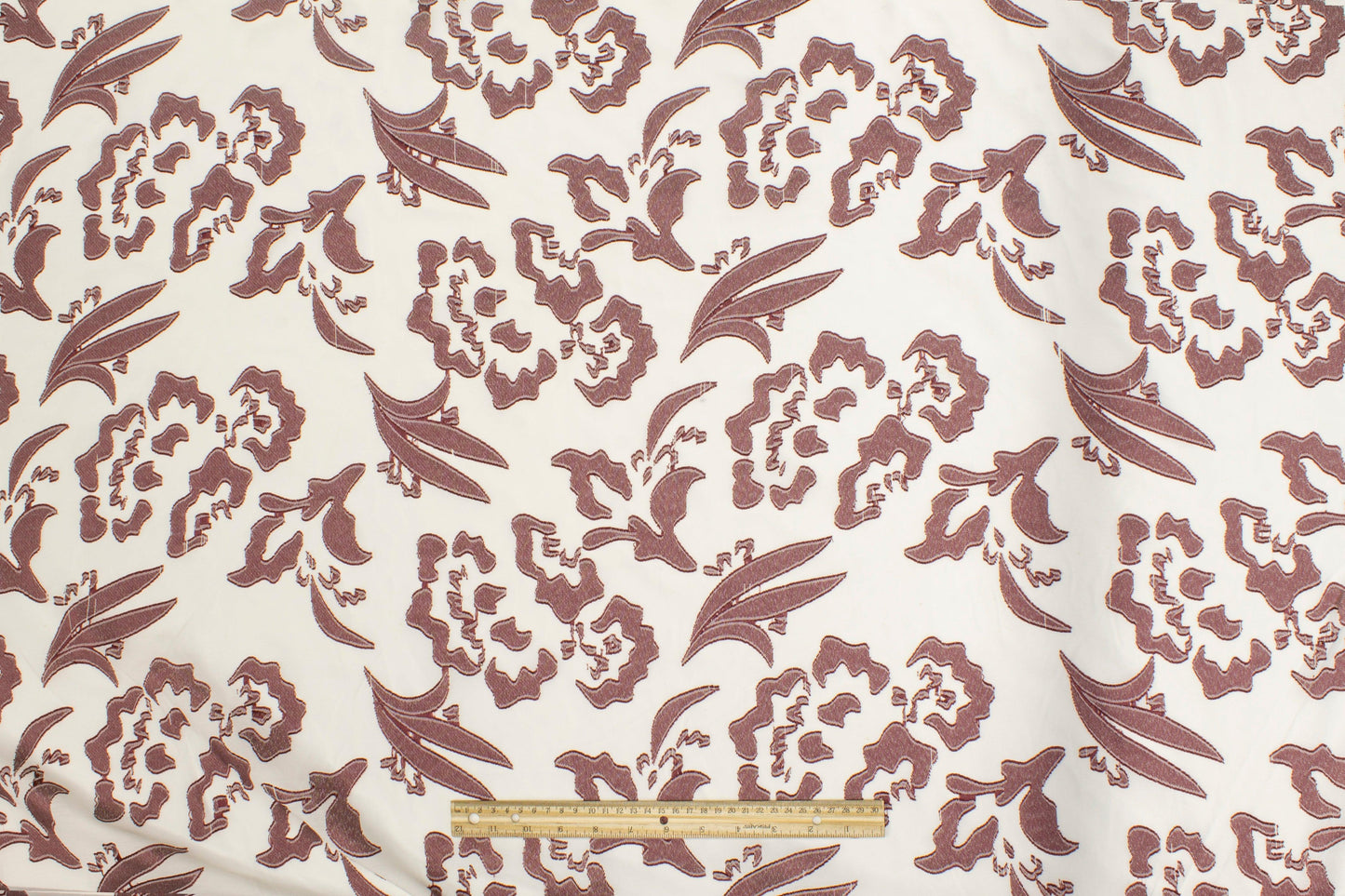 Abstract Burnout Cotton Voile - Dark Mauve and White - Prime Fabrics