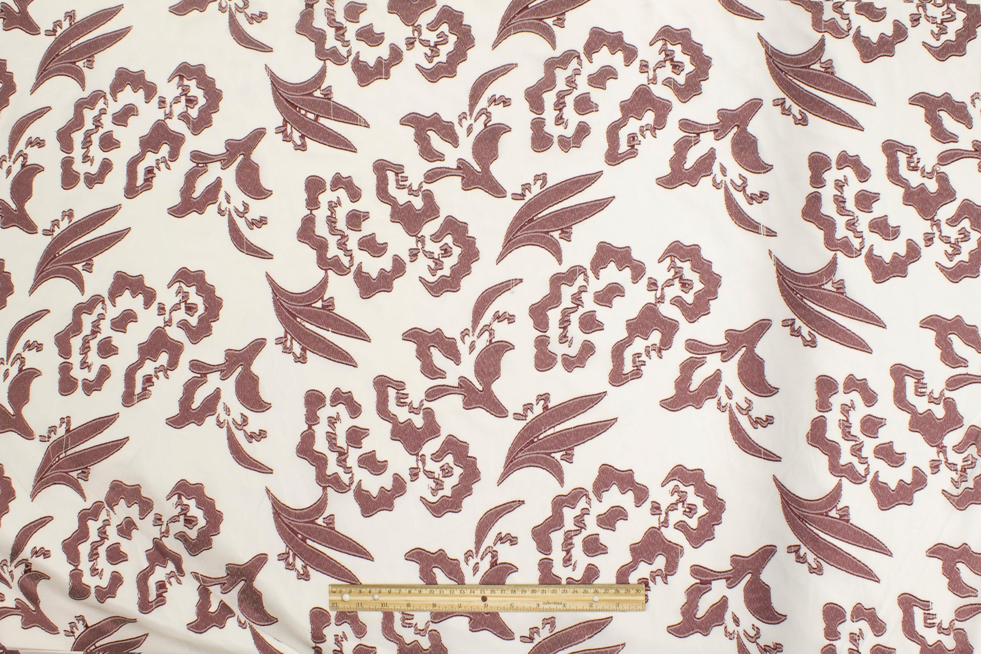 Abstract Burnout Cotton Voile - Dark Mauve and White - Prime Fabrics