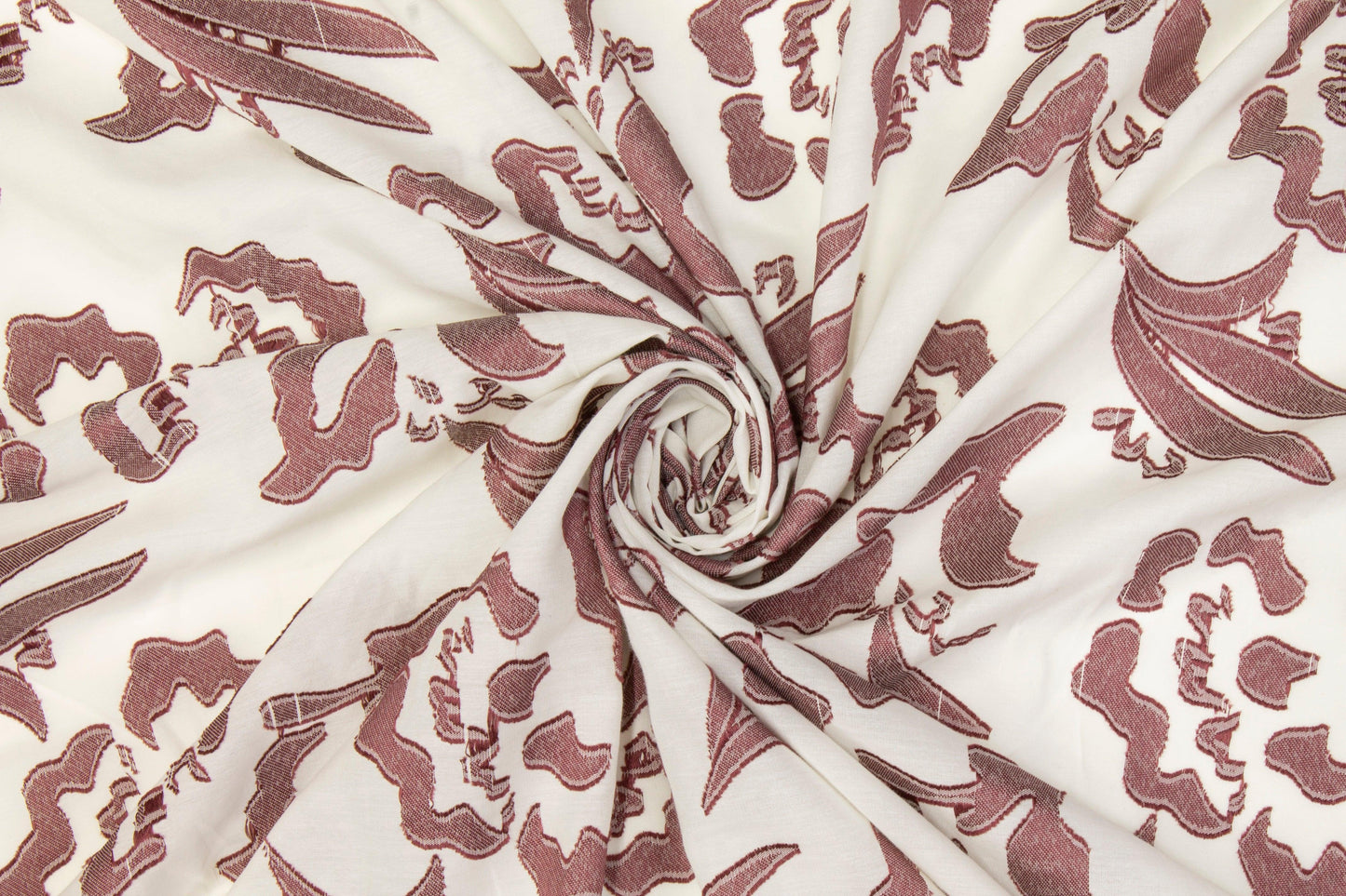 Abstract Burnout Cotton Voile - Dark Mauve and White - Prime Fabrics