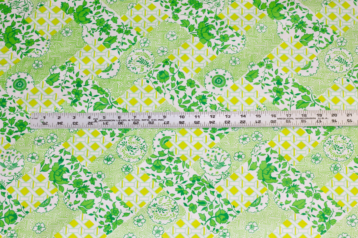 Green and White Floral Cotton - Prime Fabrics