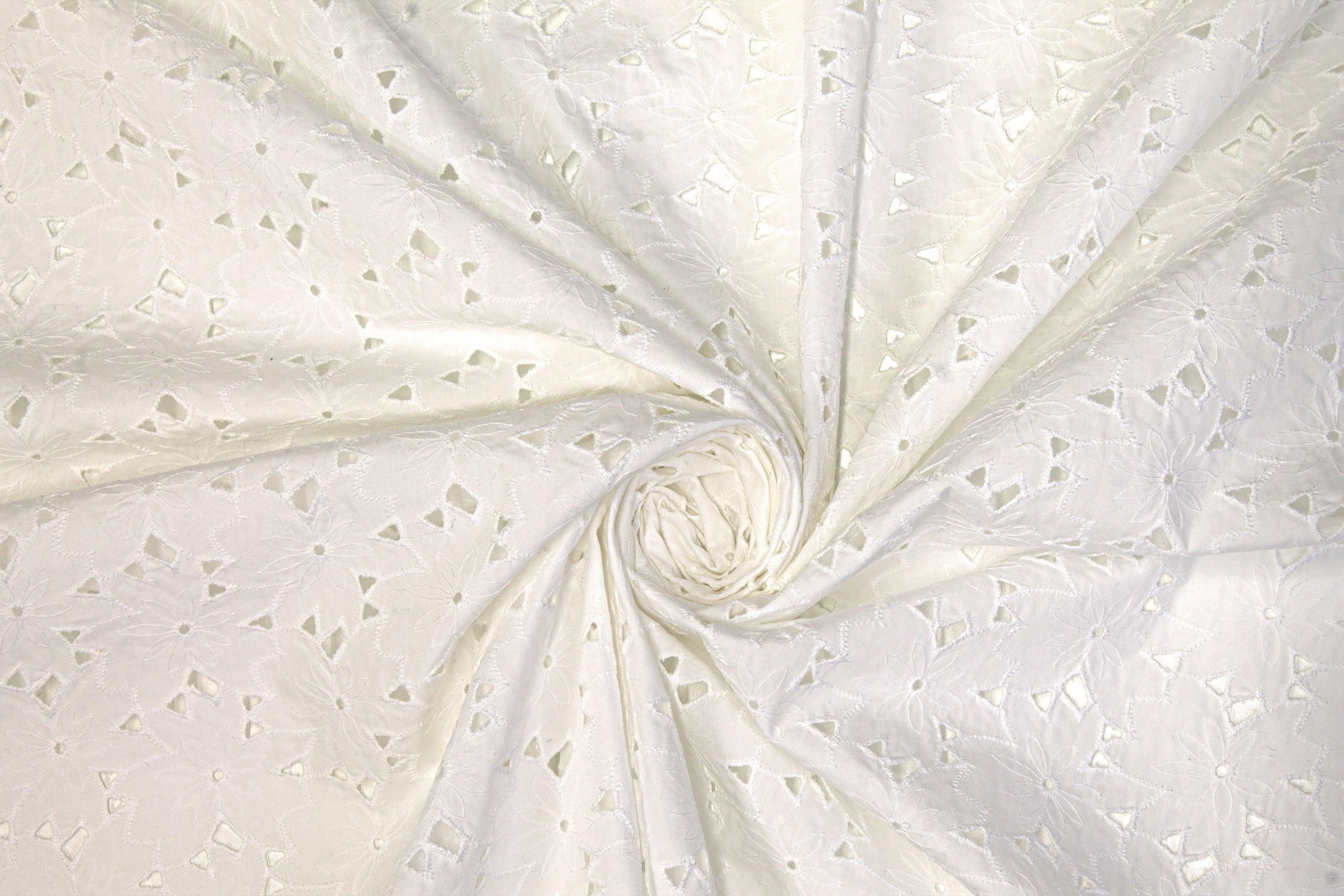 Floral Cotton Eyelet - White - Prime Fabrics