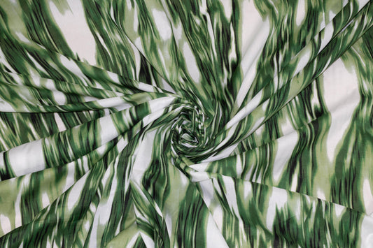 Green and White Abstract Cotton - Prime Fabrics