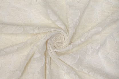 Floral Embroidered Italian Cotton Burnout - Ivory - Prime Fabrics