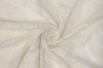Floral Embroidered Italian Cotton Burnout - Ivory - Prime Fabrics