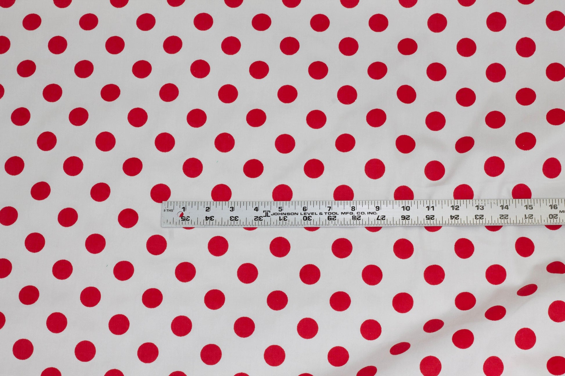 Red and White Polka Dot Stretch Cotton - Prime Fabrics