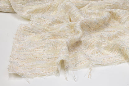 Embroidered Sheer - Ivory and Blue Gray - Prime Fabrics