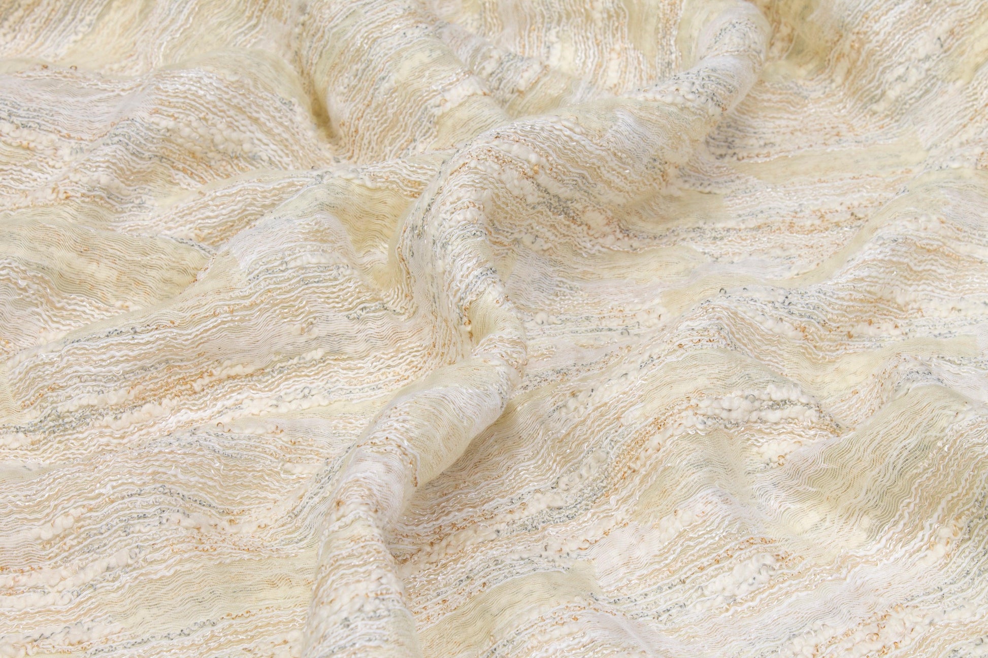 Embroidered Sheer - Ivory and Blue Gray - Prime Fabrics