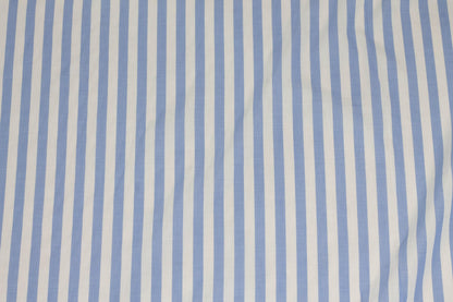 Light Blue and White Striped Cotton Voile - Prime Fabrics