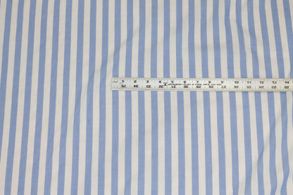 Light Blue and White Striped Cotton Voile - Prime Fabrics