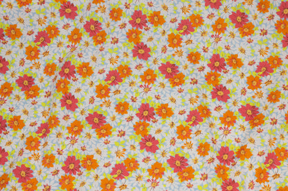 Orange, Yellow, White and Blue Daisy Floral Italian Cotton - Prime Fabrics