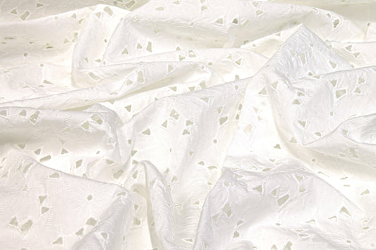 Floral Cotton Eyelet - White - Prime Fabrics