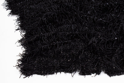 Eyelash Fringe Metallic Mesh - Black - Prime Fabrics