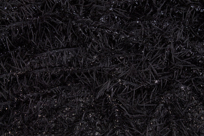 Eyelash Fringe Metallic Mesh - Black - Prime Fabrics