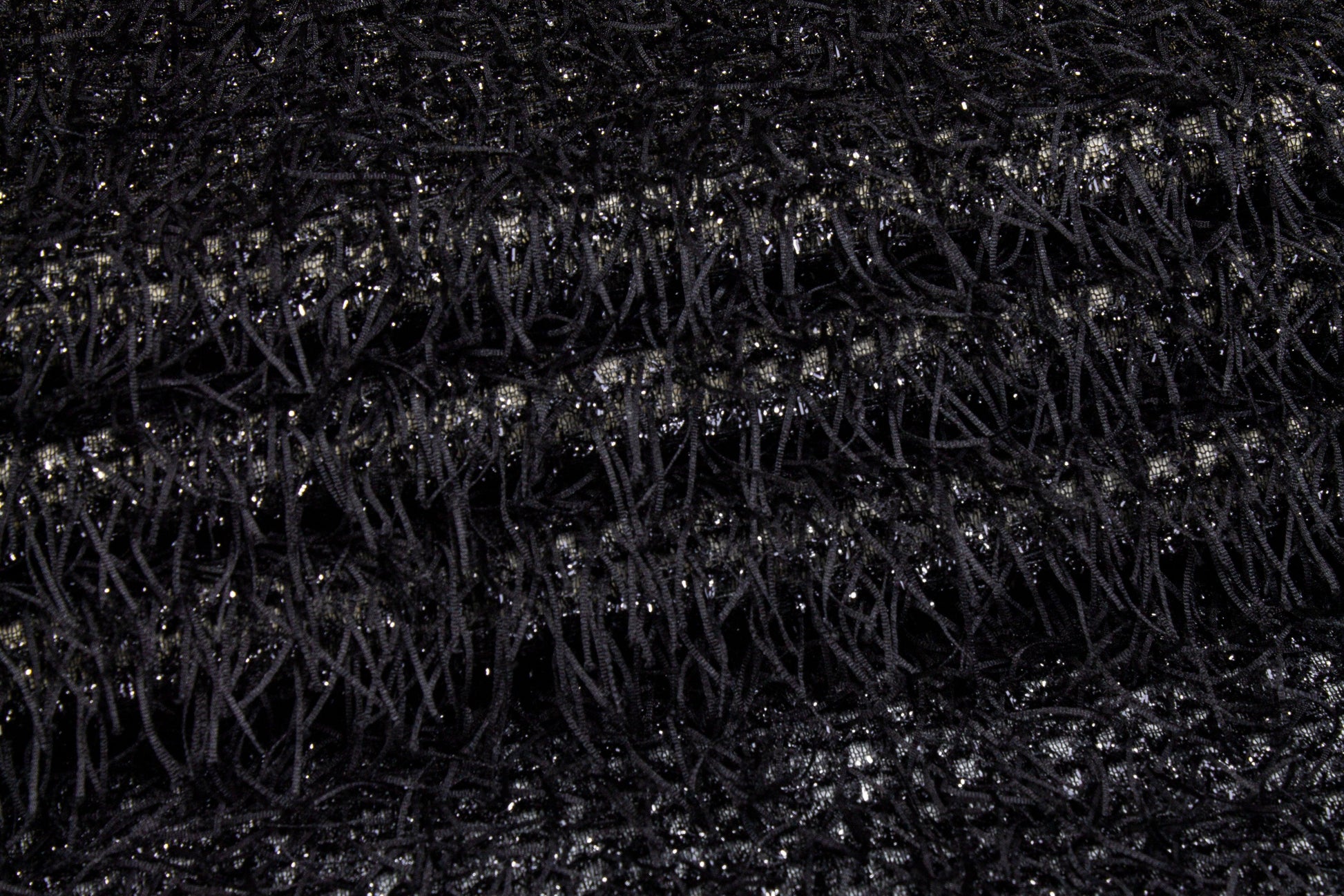 Eyelash Fringe Metallic Mesh - Black - Prime Fabrics