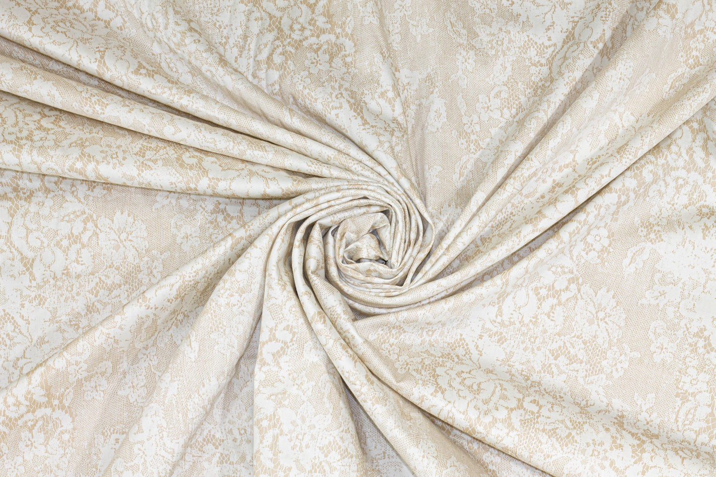 Beige and White Floral Cotton - Prime Fabrics