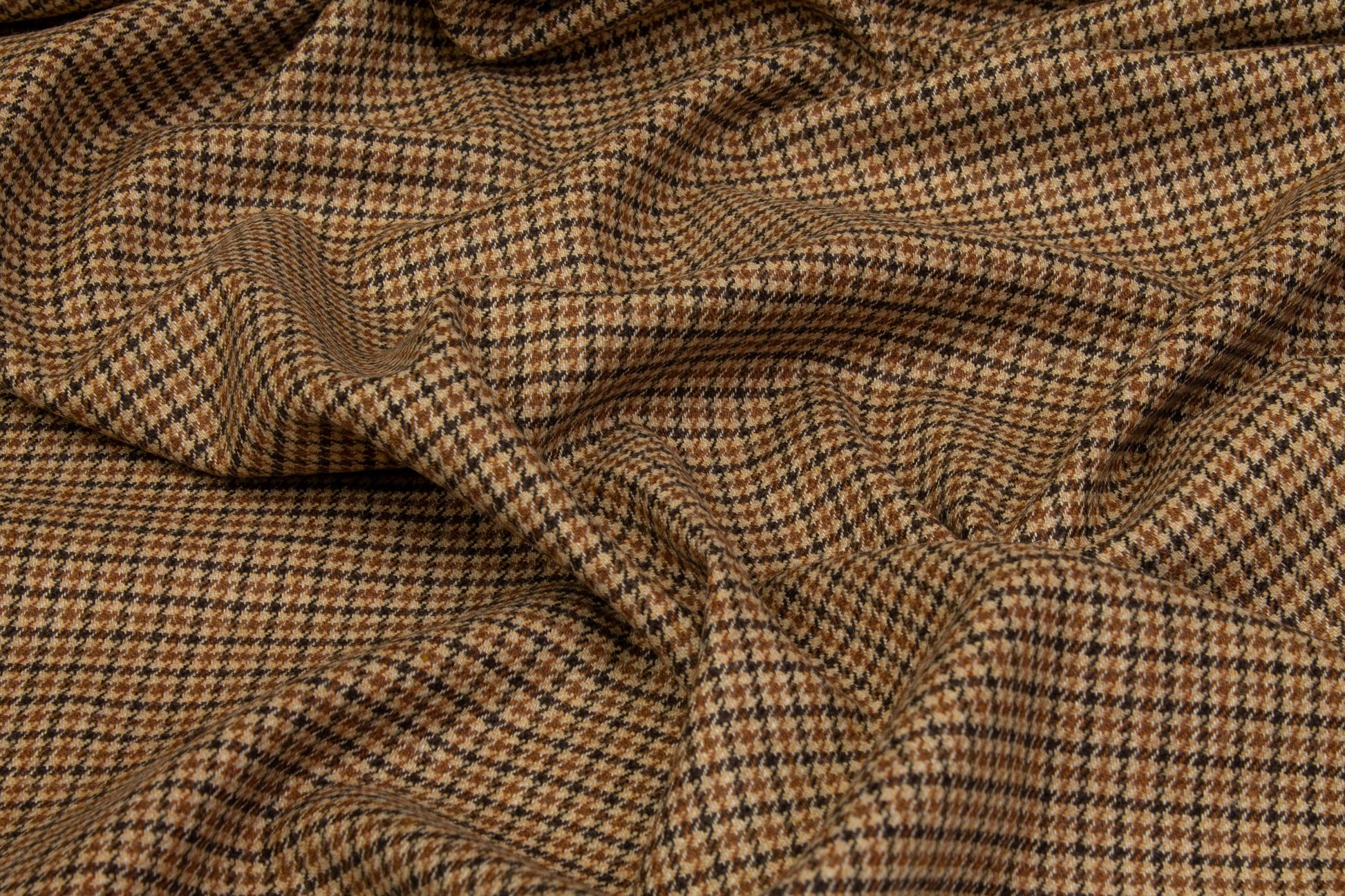 Houndstooth Wool Suiting - Brown - Prime Fabrics