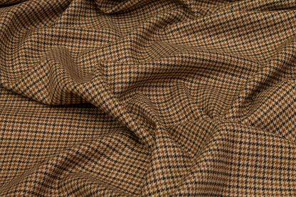 Houndstooth Wool Suiting - Brown - Prime Fabrics