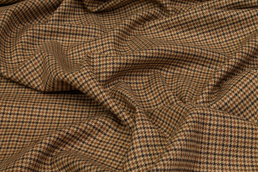 Houndstooth Wool Suiting - Brown - Prime Fabrics