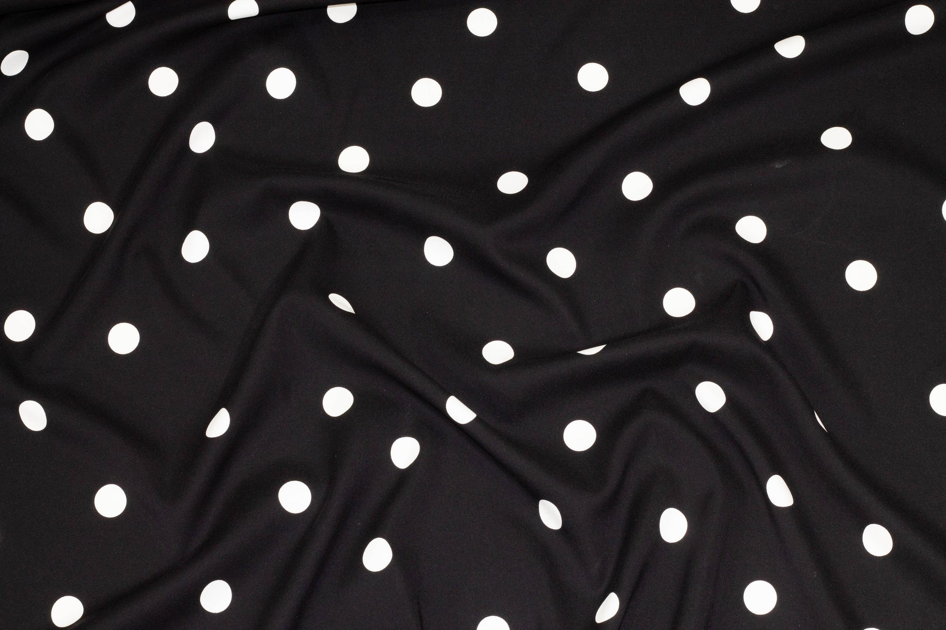 Black and White Polka Dot 4-Ply Stretch Silk - Prime Fabrics