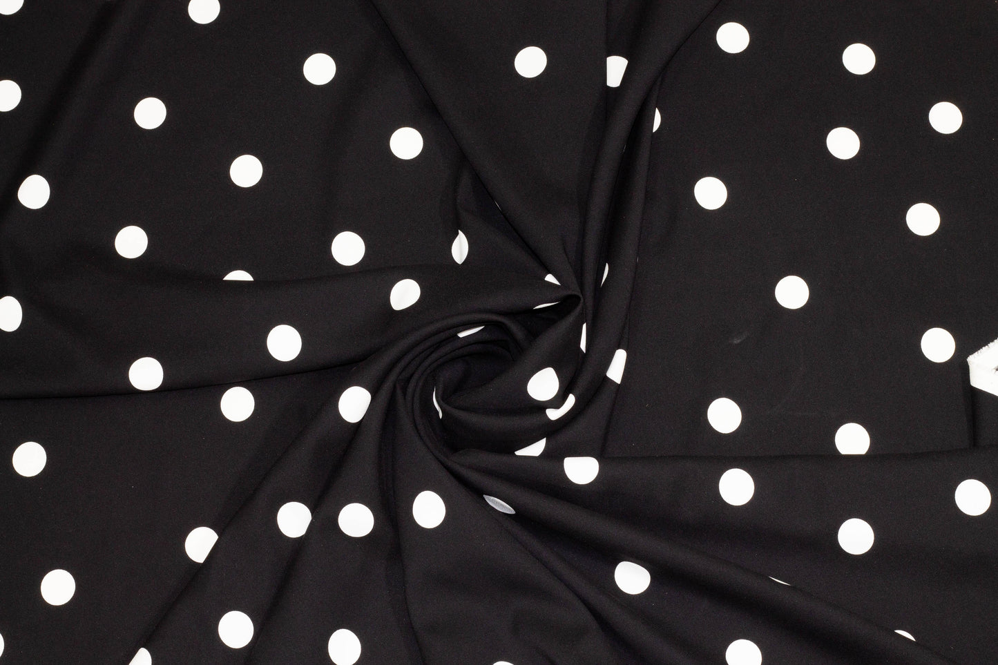 Black and White Polka Dot 4-Ply Stretch Silk - Prime Fabrics