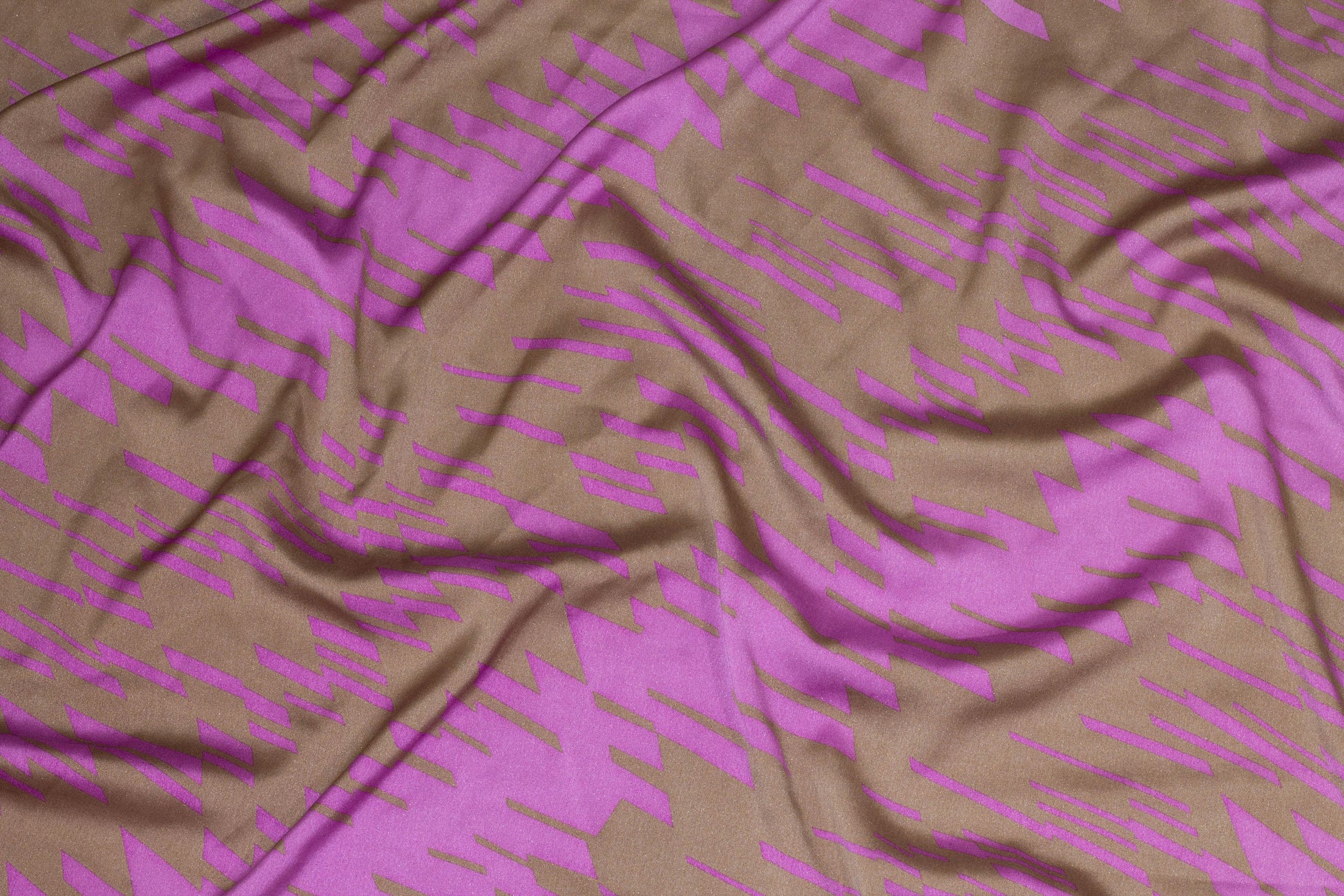 Brown and Magenta Stretch Silk Charmeuse - Prime Fabrics