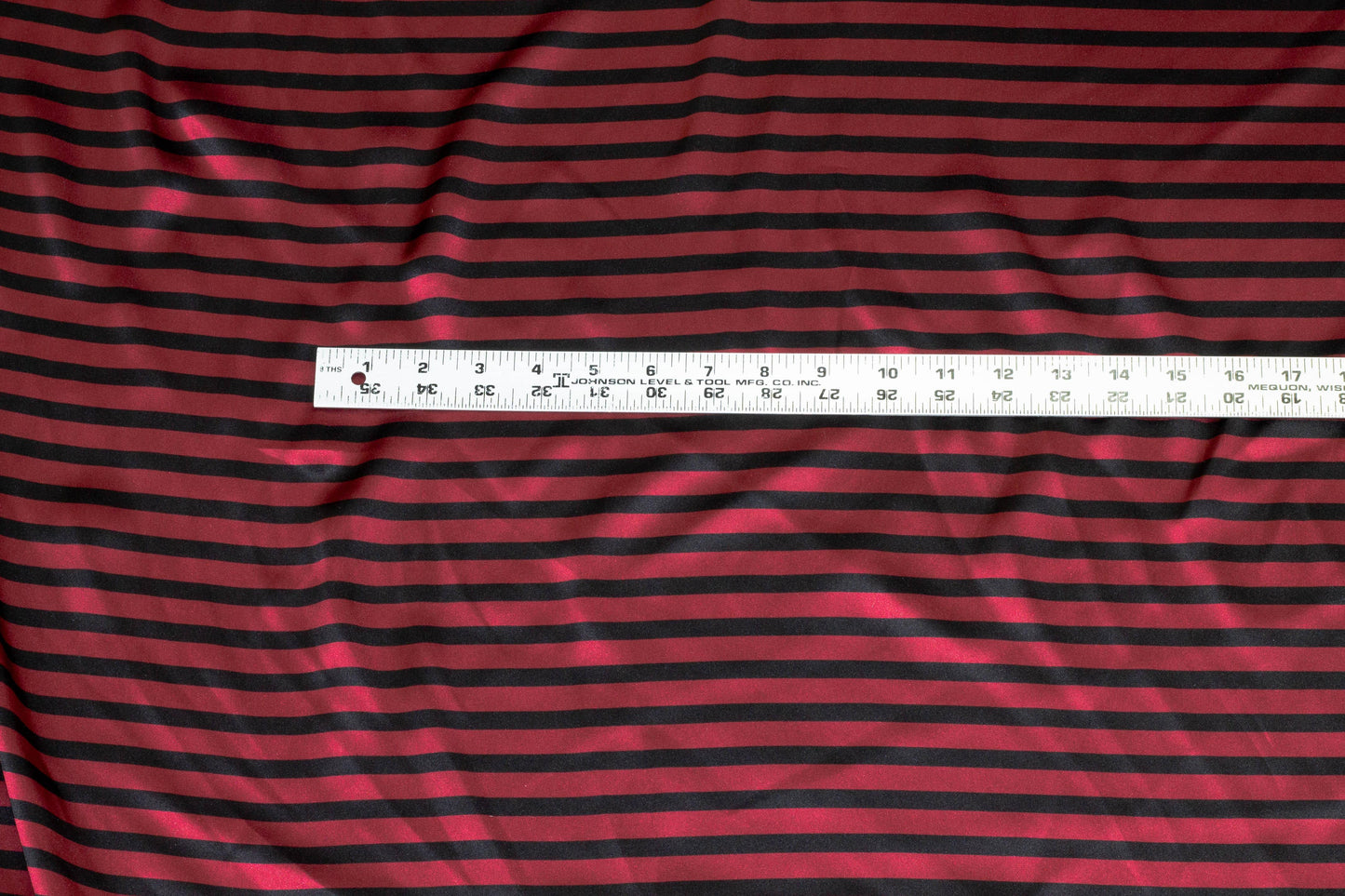 Maroon and Black Striped Silk Charmeuse - Prime Fabrics