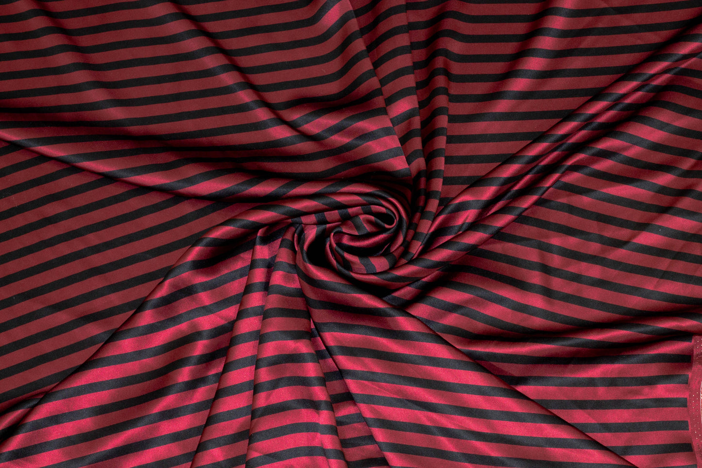 Maroon and Black Striped Silk Charmeuse - Prime Fabrics