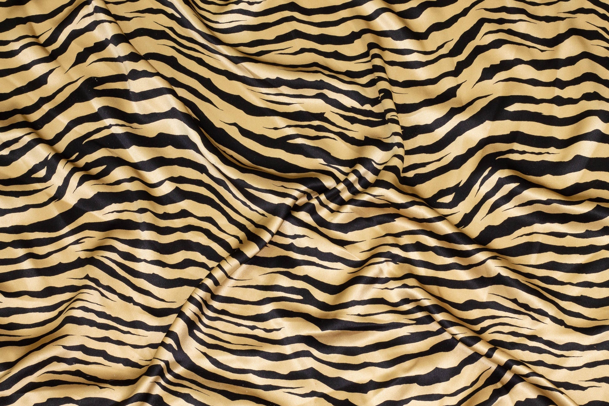 Gold and Black Zebra Print Silk Charmeuse - Prime Fabrics