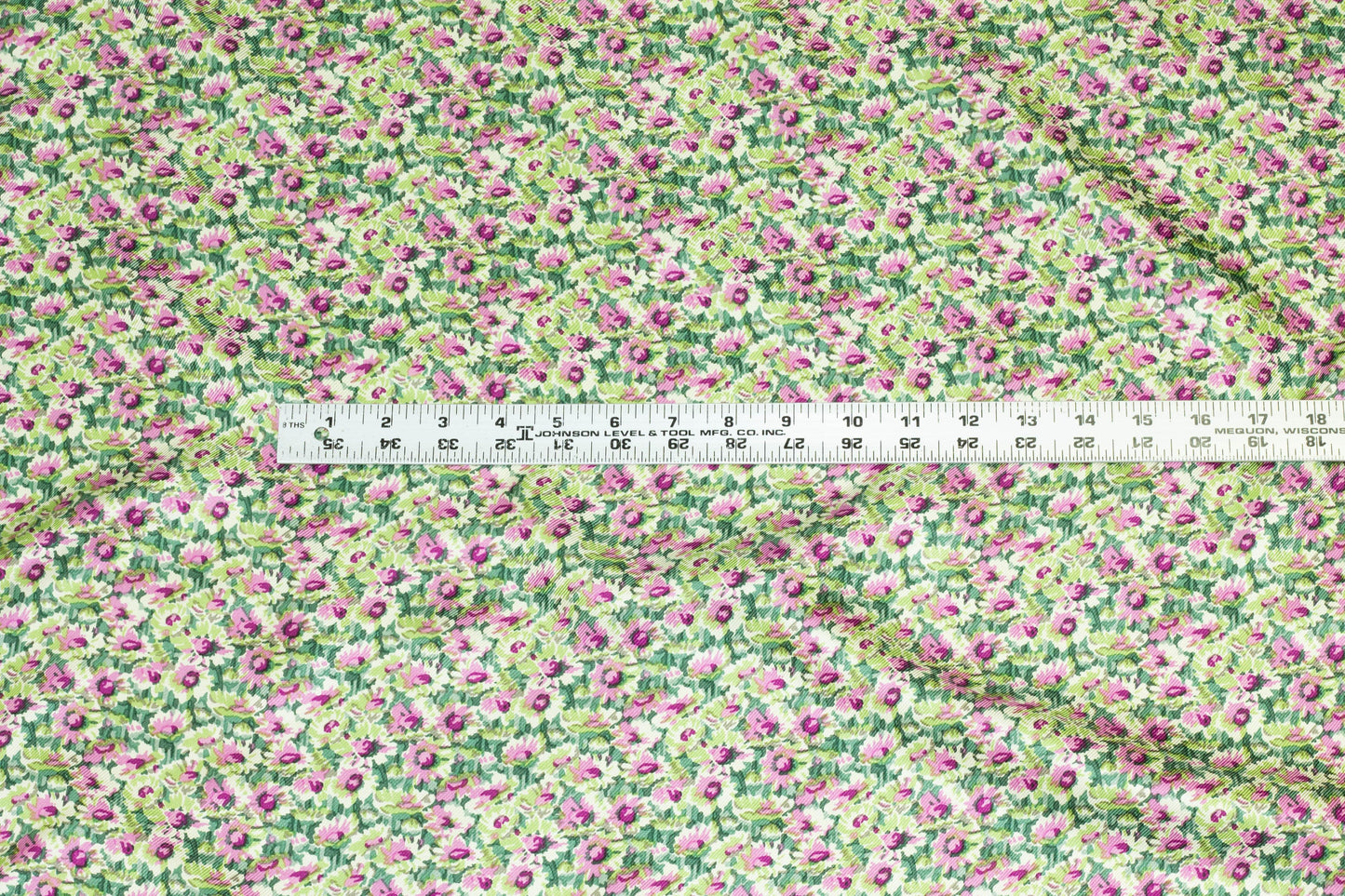 Green and Purple Ditsy Floral Silk Twill - Prime Fabrics