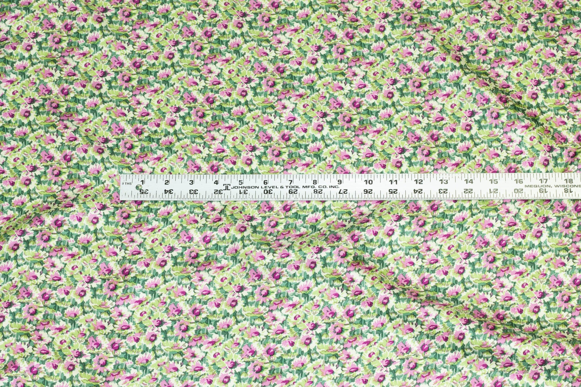 Green and Purple Ditsy Floral Silk Twill - Prime Fabrics
