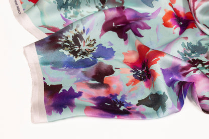 Watercolor Floral Tie-Dye Italian Silk Charmeuse - Multicolor - Prime Fabrics