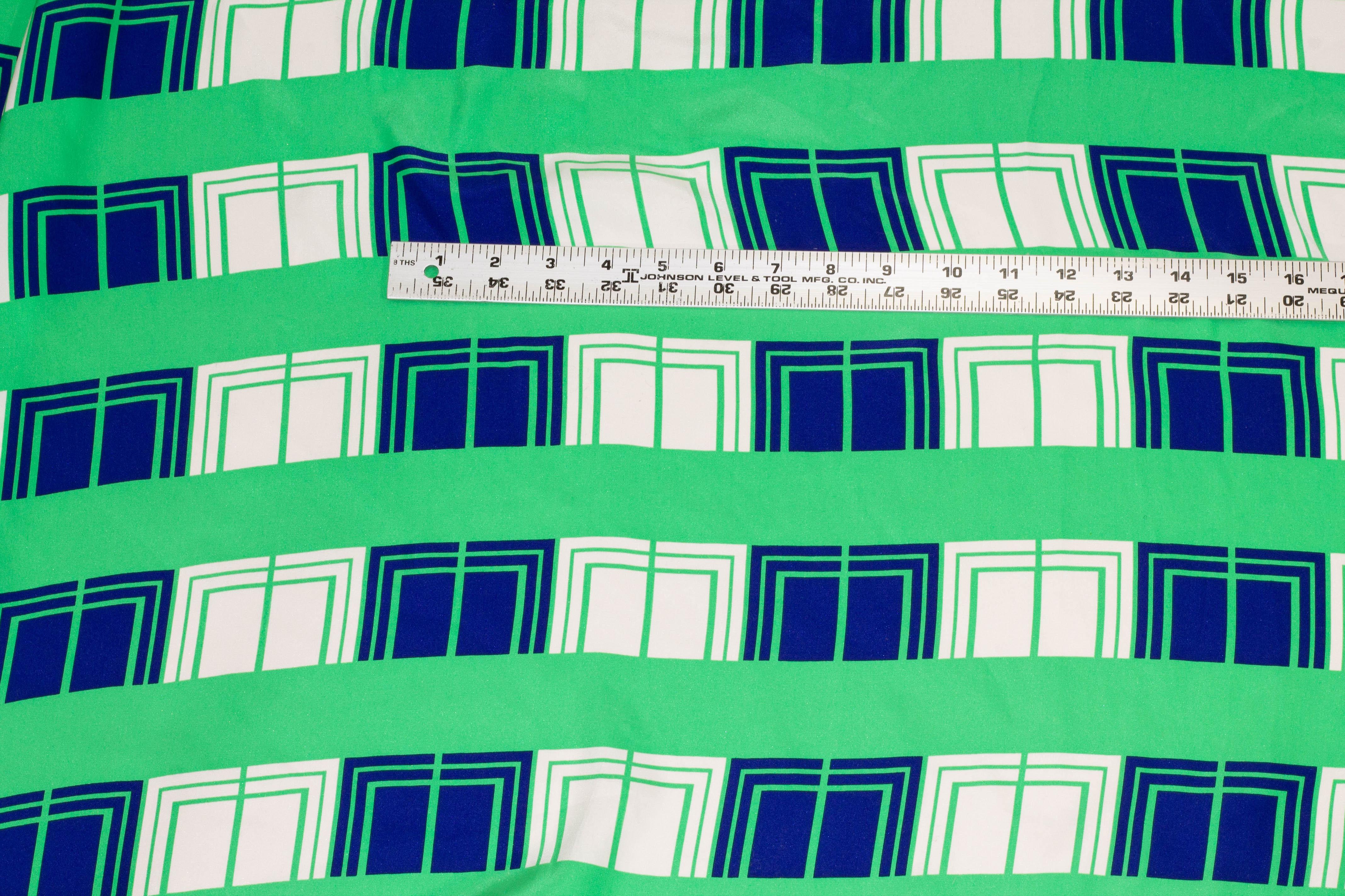 Green and Blue Striped Silk Charmeuse - Prime Fabrics