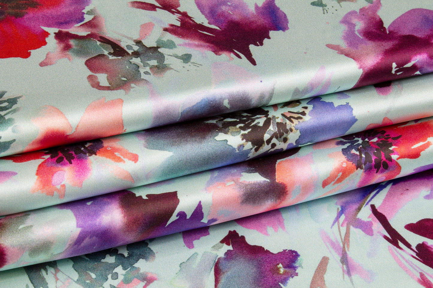 Watercolor Floral Tie-Dye Italian Silk Charmeuse - Multicolor - Prime Fabrics