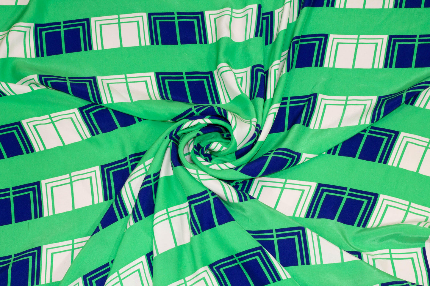 Green and Blue Striped Silk Charmeuse - Prime Fabrics